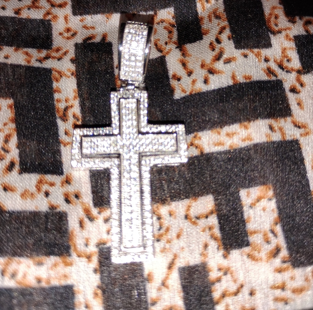 Silver Cross Pendant with Crystals
